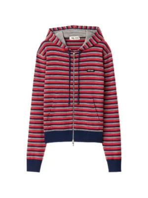 Miu Miu striped zip-up hoodie