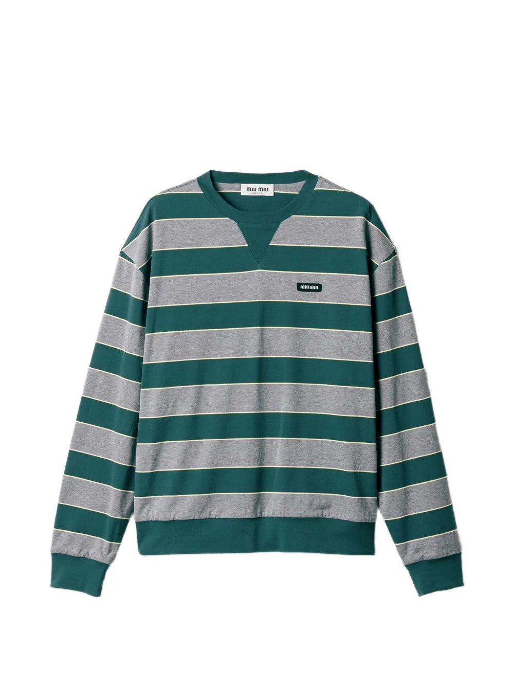 Miu Miu striped logo-patch sweatshirt