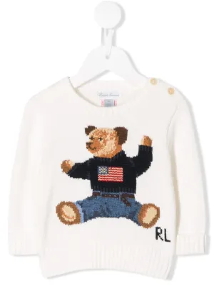POLO RALPH LAUREN KIDS bear embroidered jumper
