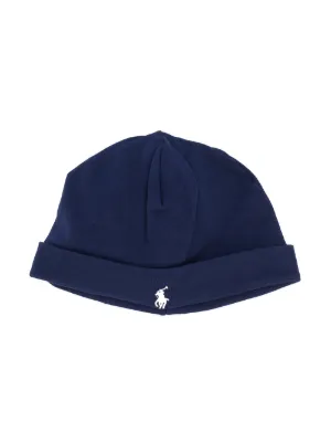 POLO RALPH LAUREN KIDS logo embroidered beanie hat
