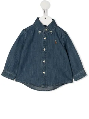 POLO RALPH LAUREN KIDS embroidered-logo denim shirt