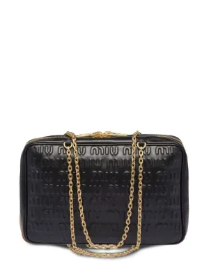 Miu Miu embossed logo leather top-handle bag 