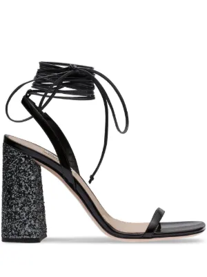 Miu Miu glitter-heel lace-up sandals