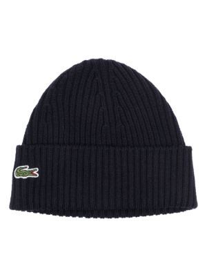 Lacoste logo-patch ribbed-knit beanie 