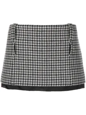 Miu Miu houndstooth-pattern virgin-wool miniskirt