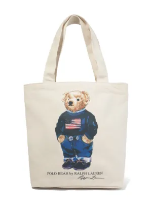 POLO RALPH LAUREN KIDS Polo Bear-print cotton shoulder bag