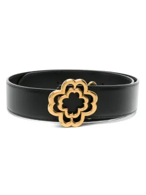 Maje leather belt with Clover logo