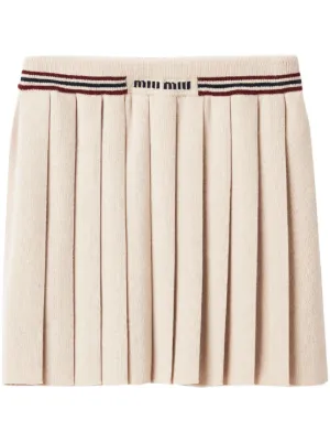 Miu Miu pleated knitted cashmere miniskirt