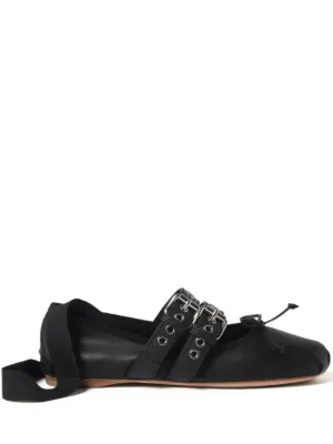 Miu Miu buckled leather ballerina shoes