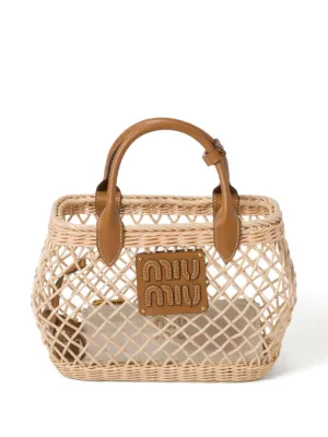 Miu Miu logo-appliqué interwoven tote bag