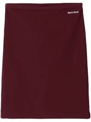 Miu Miu logo-embroidered piqué skirt