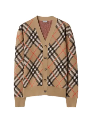 Burberry Check wool mohair blend cardigan