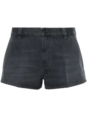 Miu Miu logo-embroidered cotton mini shorts