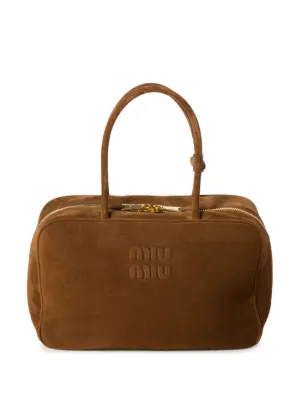 Miu Miu Beau logo-debossed suede bag