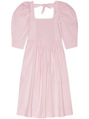 GANNI ruched ribbon-back dress 
