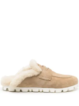 Miu Miu shearling suede mules