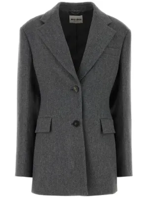 Miu Miu embossed-logo detailing blazer