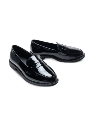 Moustache patent-finish penny loafers