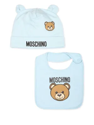 Moschino Kids Teddy bear-print beanie (set of two)