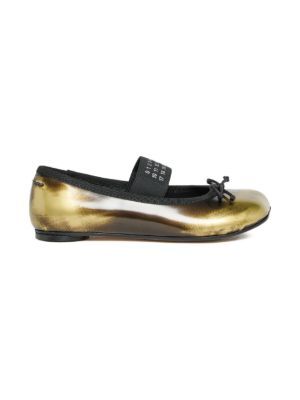 MM6 Maison Margiela Kids metallic-effect bow-detail ballerinas