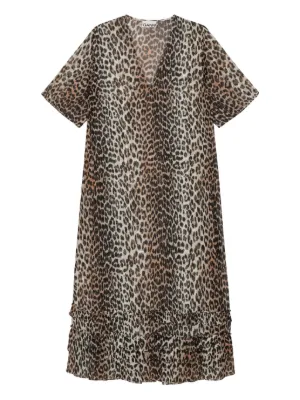 GANNI leopard-print ruffled dress