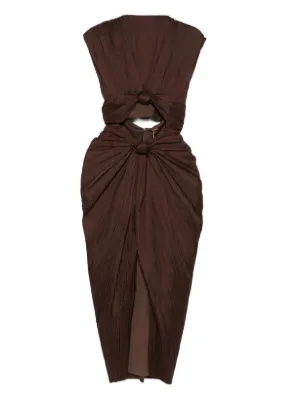 Cult Gaia Inaya pliss&eacute; knot-detail midi dress