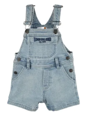 Timberland Kids embroidered-logo denim dungarees