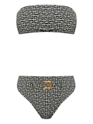Balmain geometric-print belted bikini 