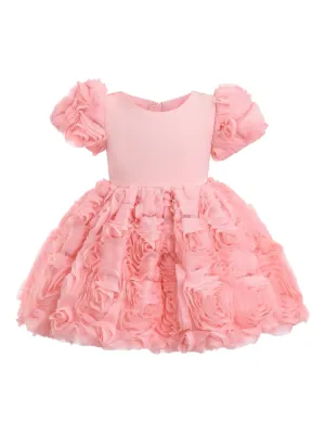Tulleen short-sleeve rosette-embellished dress