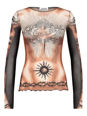 Jean Paul Gaultier The Safe Sex Tattoo long-sleeves top