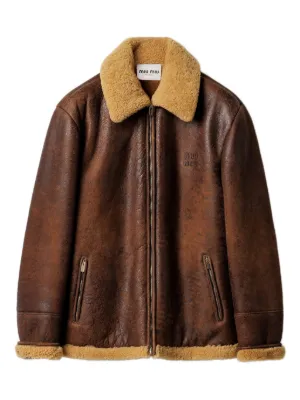 Miu Miu waxed shearling blouson jacket