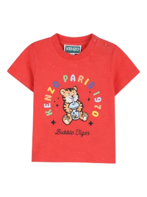 Kenzo Kids bubble-tea tiger graphic T-shirt