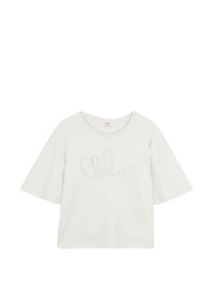 Chloé Kids embroidered-logo short-sleeves cotton T-shirt