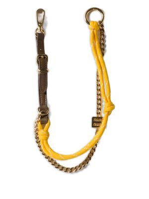 Miu Miu leather, cord and metal trick keyring