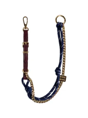 Miu Miu leather, cord and metal trick keyring