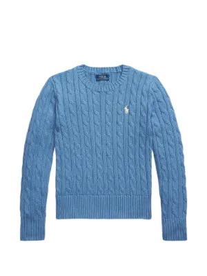 POLO RALPH LAUREN KIDS cable-knit embroidered cotton sweater