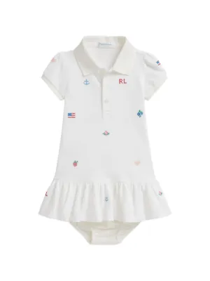 POLO RALPH LAUREN KIDS embroidered polo dress and bloomers set