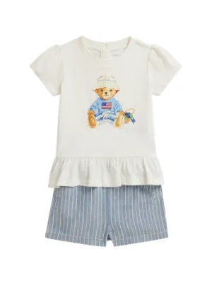 POLO RALPH LAUREN KIDS Polo Bear striped shorts set
