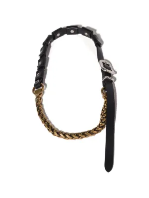 Miu Miu metal and leather necklace