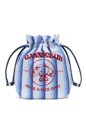 GANNI Club striped bucket bag