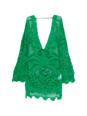 FARM Rio crochet-knit tassel-detail mini dress