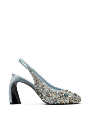 Tory Burch peep-toe embellished slingback pumps