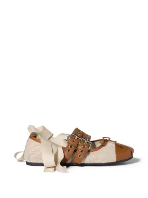 Miu Miu canvas and leather ballerinas