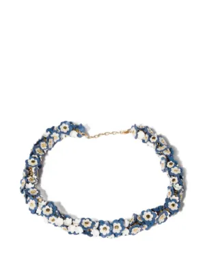 Miu Miu metal and leather necklace