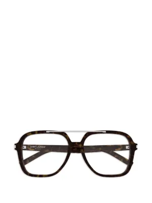 Saint Laurent Eyewear tortoiseshell-effect double-bridge glasses