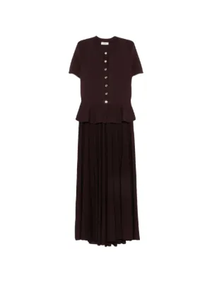 SANDRO peplum-hem buttoned knitted dress