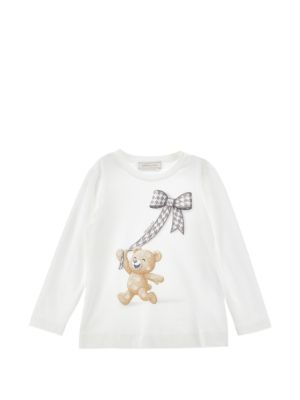 Monnalisa bear-print long-sleeve T-shirt