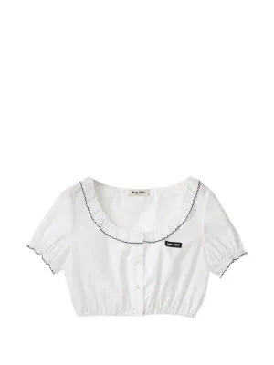 Miu Miu embroidered poplin crop top