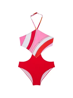 PUCCI Junior Iride-print cut-out one-piece swimsuit