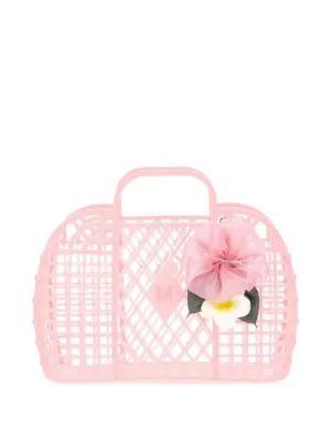 Monnalisa floral-embellished cage tote bag
